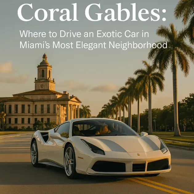 Lamborghini Huracan parked in front of a Brickell high-rise tower