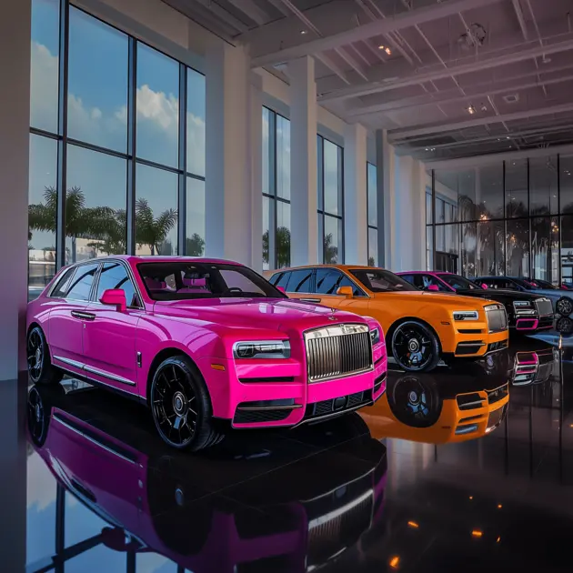 White Rolls Royce Cullinan & Pink Tesla: Exotic Car Color Guide | Monarc VIP