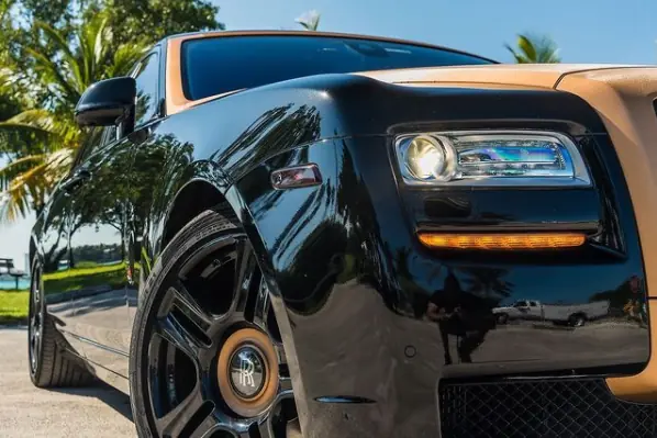 Rolls-Royce Ghost black sedan exterior for Miami rental