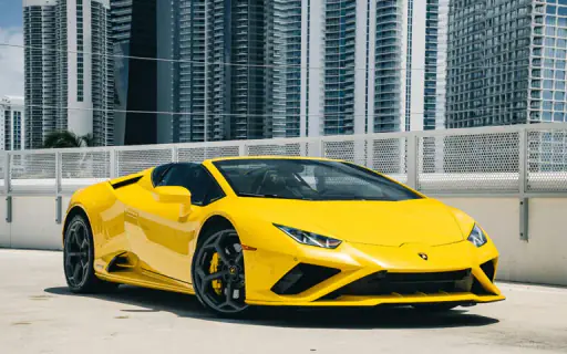Lamborghini Huracan EVO Spyder Yellow rental Miami